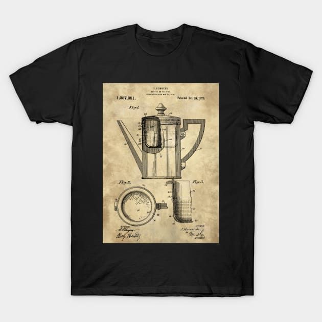 Coffee Or Teapot Blueprint T-Shirt by LittleBean